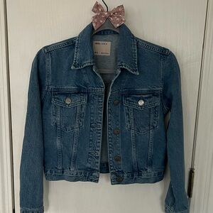 ASOS Cropped Denim Jacket Size US 0 Light Wash, EEEUC